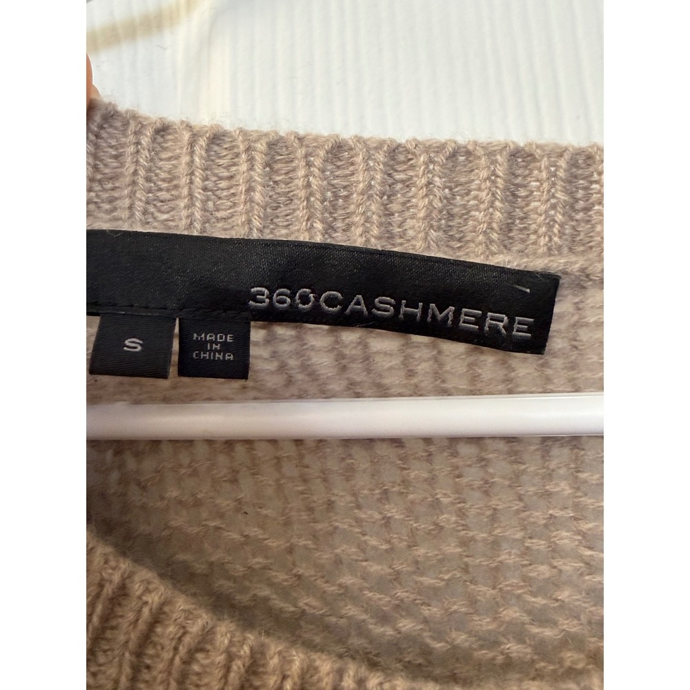 360‎ Cashmere Womens Colorblock Sweater Taupe Pink 100% Cashmere Small Relaxed - Picture 2 of 7